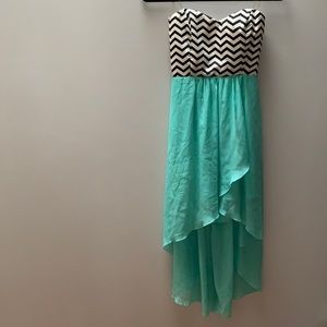 Strapless, high-low cocktail dress